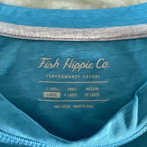 Fish Hippie Co. Blue  performance casual shirt Size Large (F1) - Picture 8 of 9